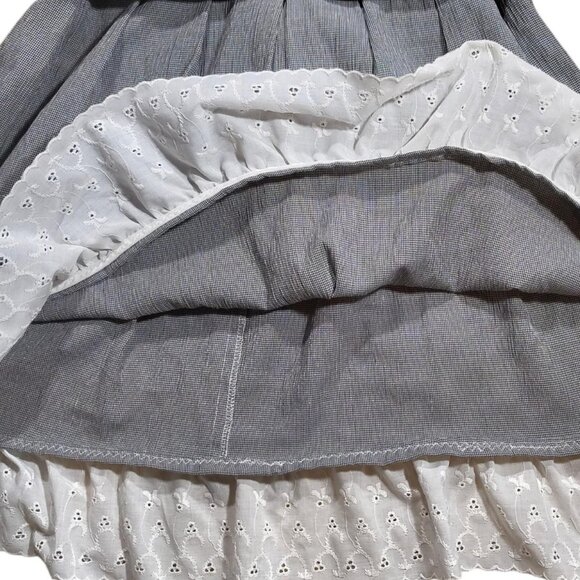 Vintage Gray and White Gingham Floral Lace Buttoned Faux Two Piece Dress Size 12 - Picture 5 of 6